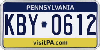PA license plate KBY0612