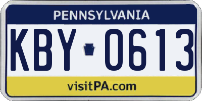 PA license plate KBY0613