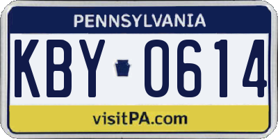 PA license plate KBY0614