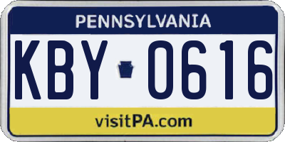 PA license plate KBY0616