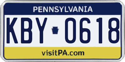 PA license plate KBY0618