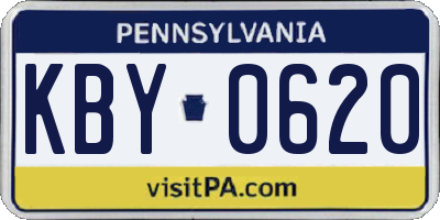 PA license plate KBY0620