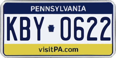 PA license plate KBY0622