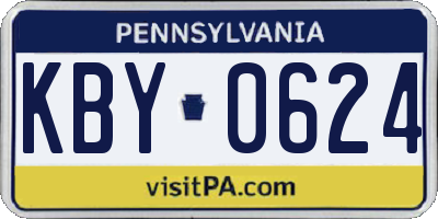 PA license plate KBY0624