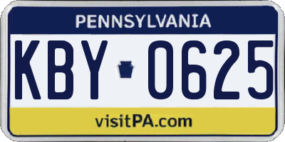 PA license plate KBY0625