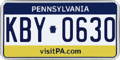 PA license plate KBY0630