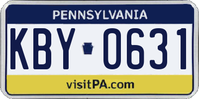 PA license plate KBY0631