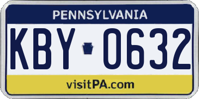 PA license plate KBY0632