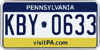 PA license plate KBY0633