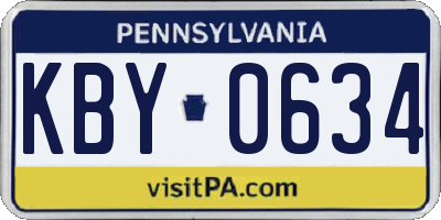PA license plate KBY0634
