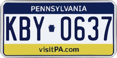PA license plate KBY0637