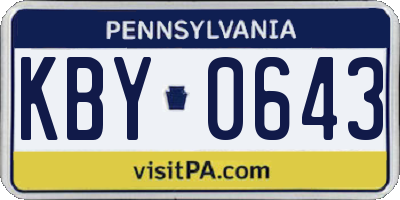 PA license plate KBY0643