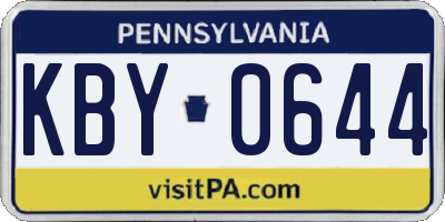 PA license plate KBY0644