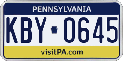 PA license plate KBY0645