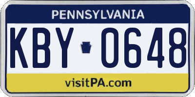 PA license plate KBY0648
