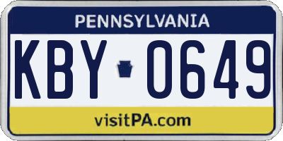 PA license plate KBY0649