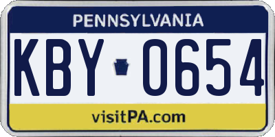 PA license plate KBY0654