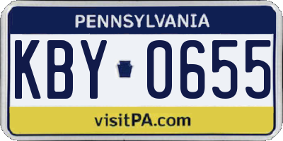 PA license plate KBY0655