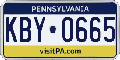 PA license plate KBY0665