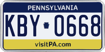 PA license plate KBY0668