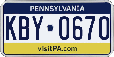 PA license plate KBY0670