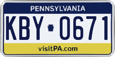 PA license plate KBY0671
