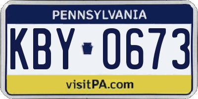 PA license plate KBY0673