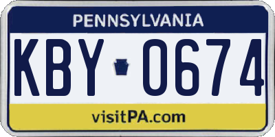 PA license plate KBY0674