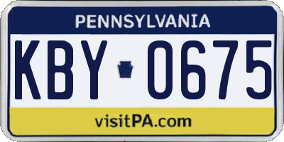 PA license plate KBY0675