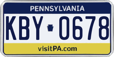 PA license plate KBY0678