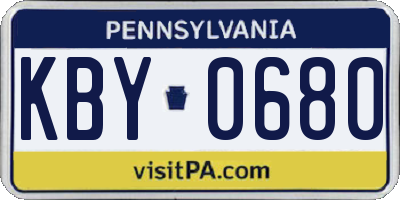 PA license plate KBY0680