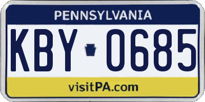 PA license plate KBY0685