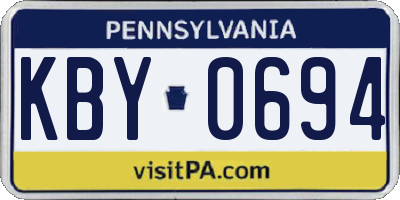 PA license plate KBY0694