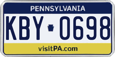 PA license plate KBY0698