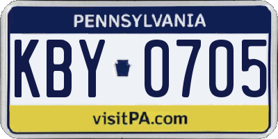 PA license plate KBY0705