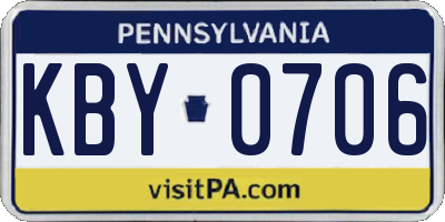 PA license plate KBY0706
