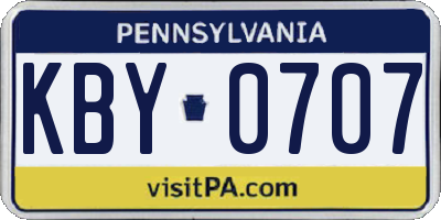 PA license plate KBY0707