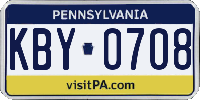 PA license plate KBY0708