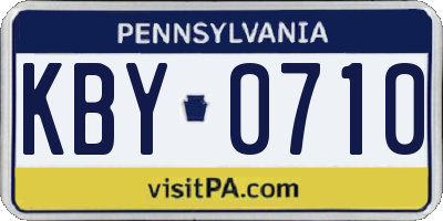 PA license plate KBY0710