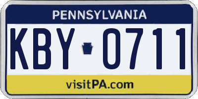 PA license plate KBY0711