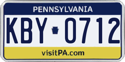 PA license plate KBY0712