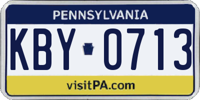PA license plate KBY0713