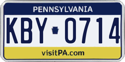 PA license plate KBY0714