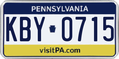 PA license plate KBY0715