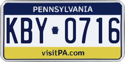PA license plate KBY0716