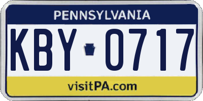 PA license plate KBY0717