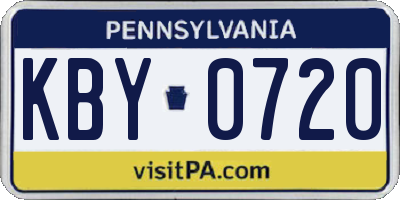 PA license plate KBY0720