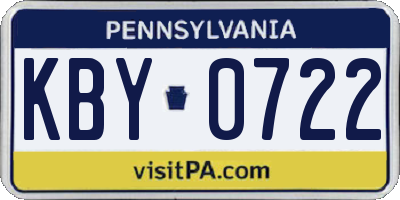 PA license plate KBY0722