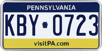 PA license plate KBY0723
