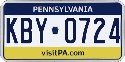PA license plate KBY0724